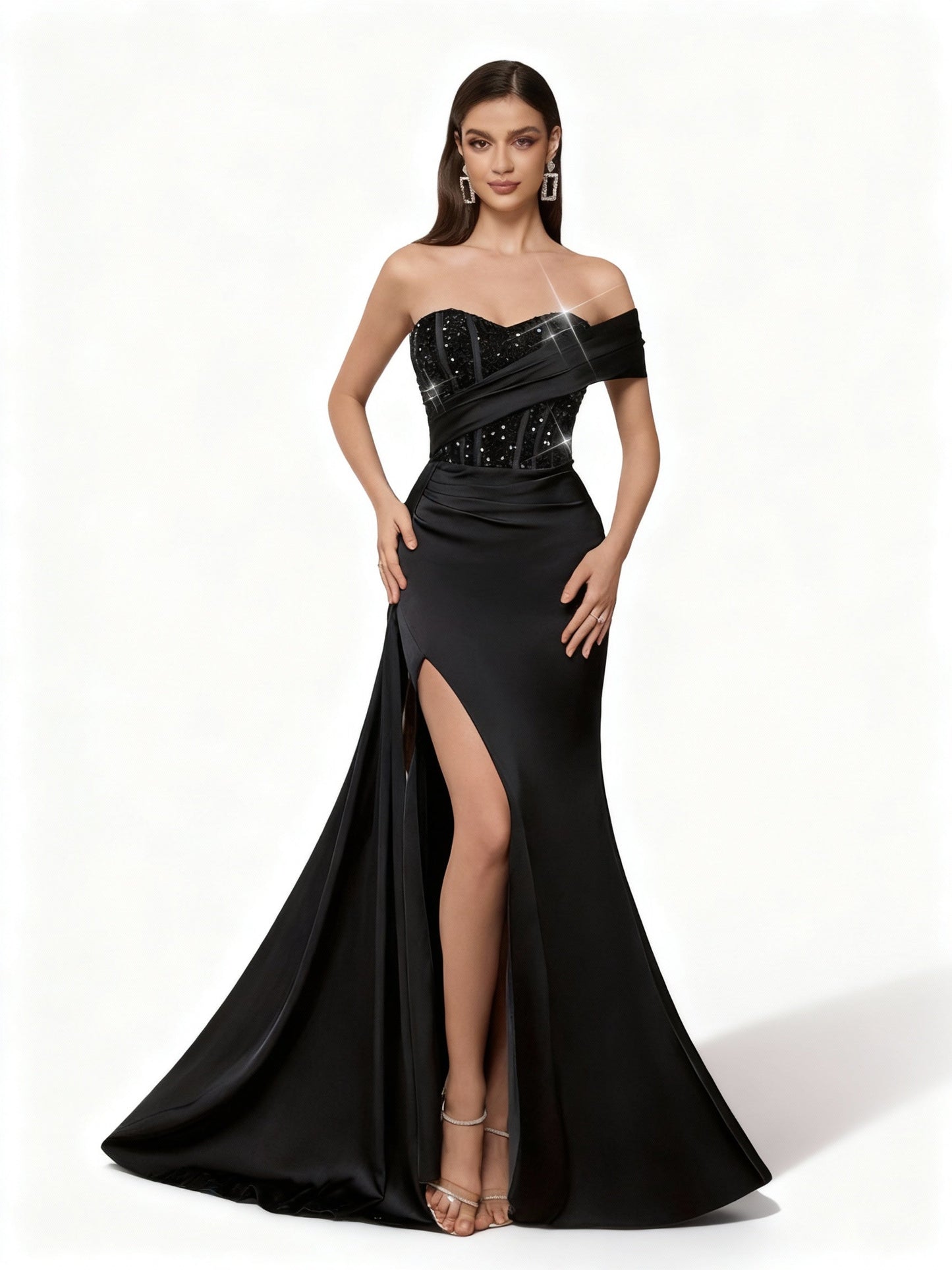 Stalluxe | Elegantes Sommer Pailletten Splicing Abendkleid