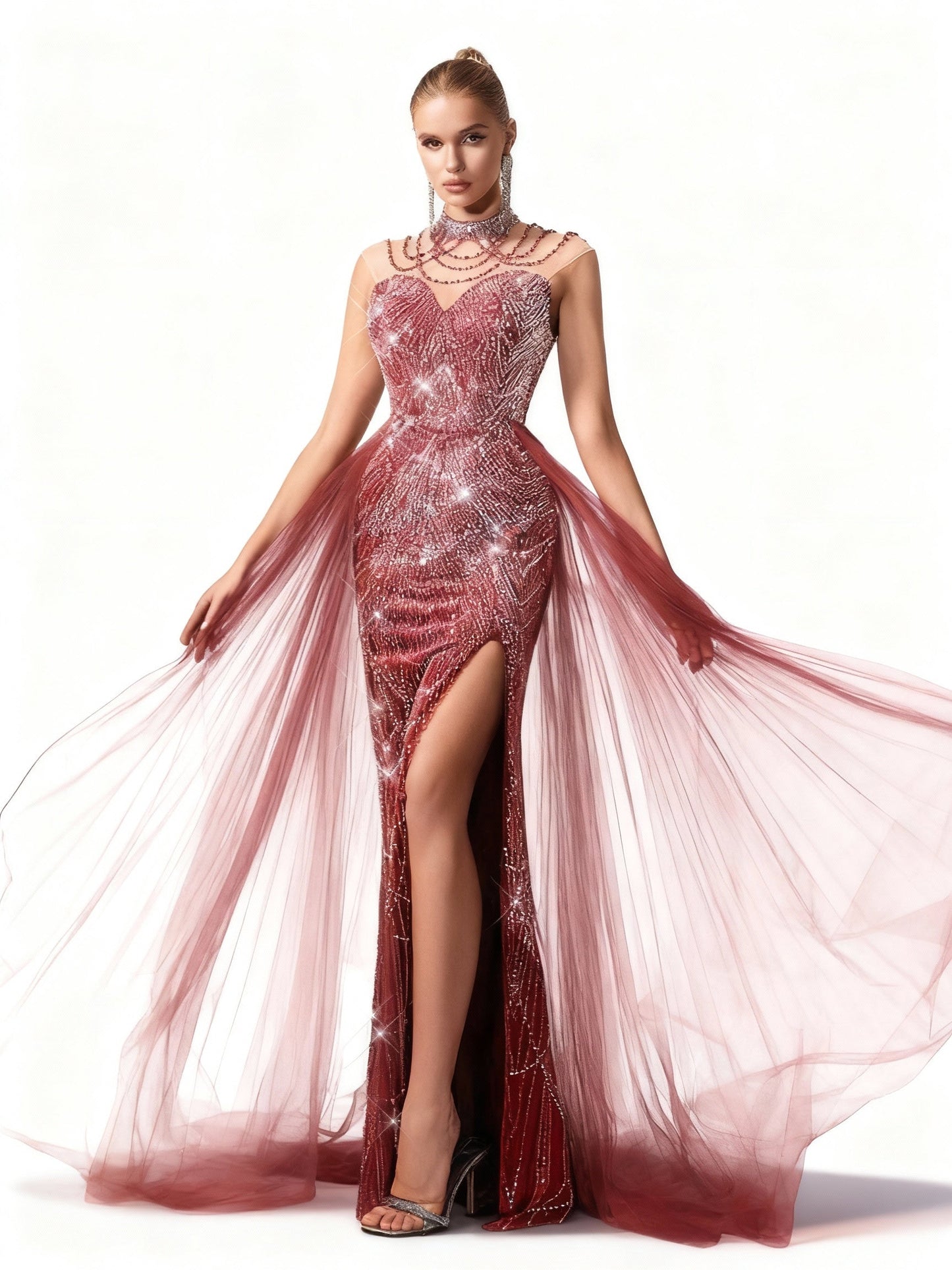 Stalluxe | Charmantes Pailletten-Abendkleid mit Herz-Ausschnitt und Weitem Rock XL