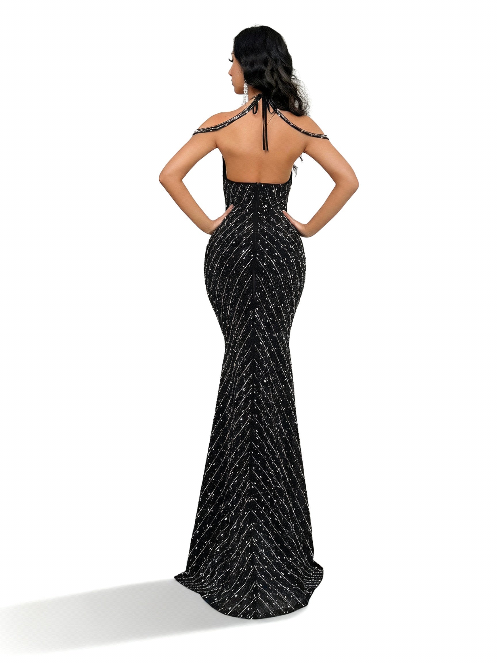 Stalluxe | Göttliches Strasskleid mit Rückenausschnitt im Meerjungfrauenstil