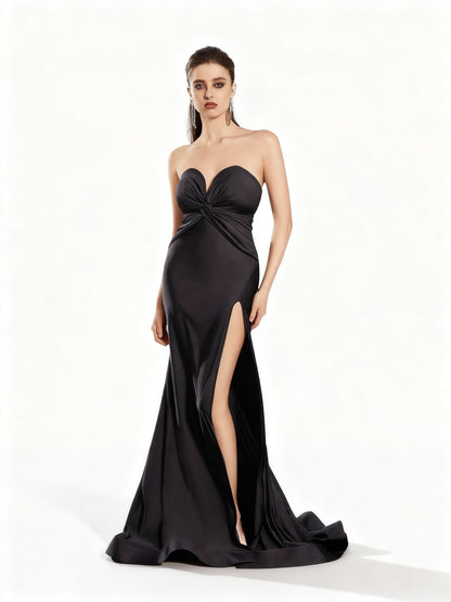 Stalluxe | Glamouröses Schulterfreies Kleid mit Gedrehtem Design und Beinschlitz XL