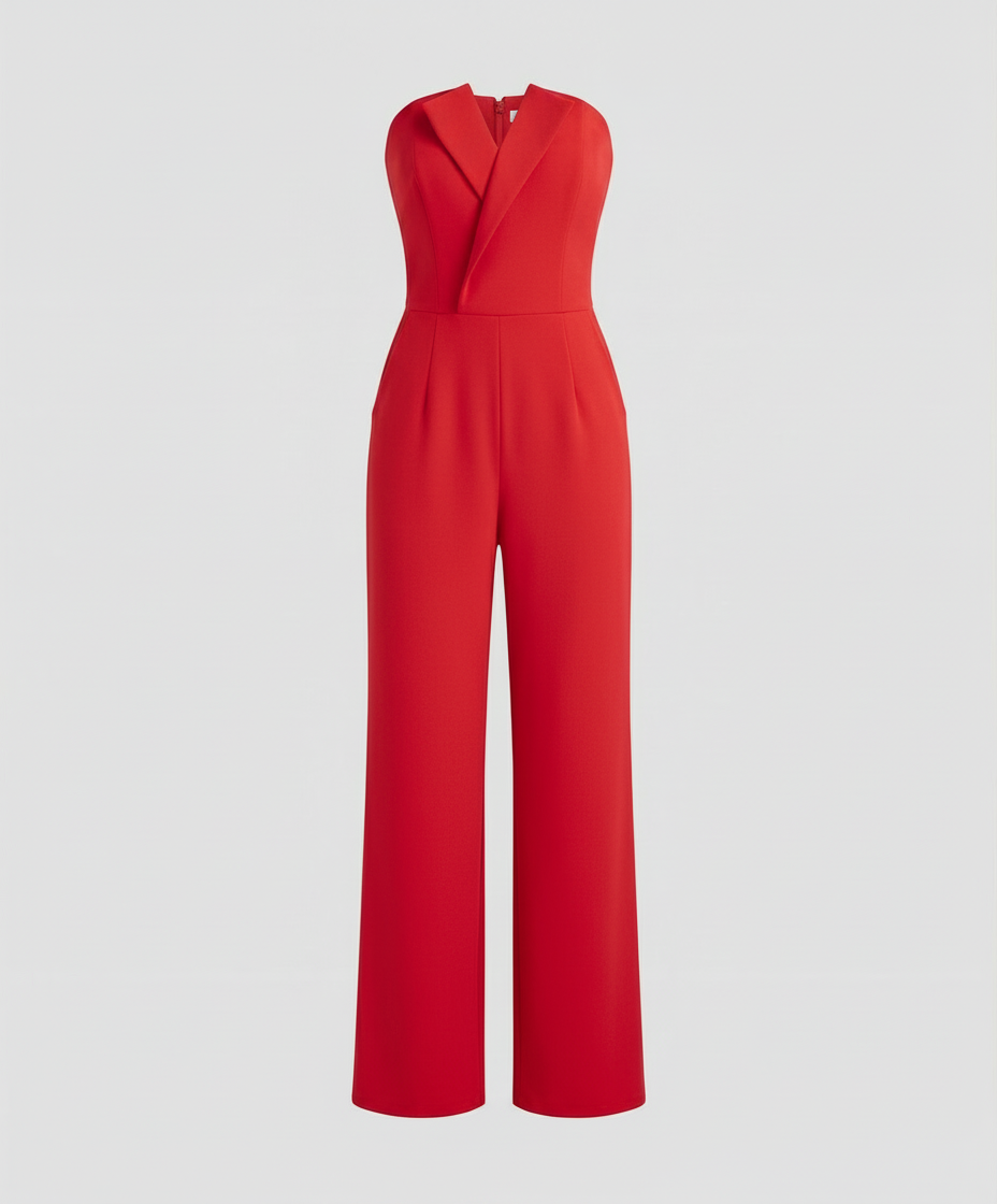 Stalluxe | Ärmelloser V-Ausschnitt Overall Rot