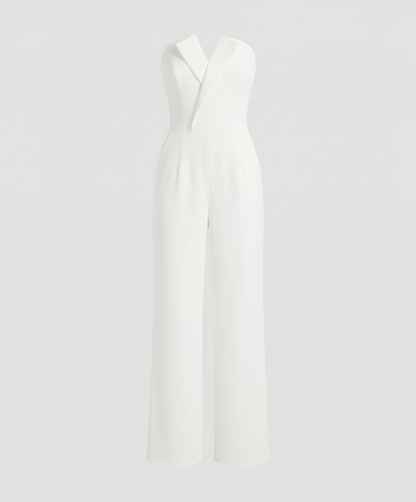 Stalluxe | Ärmelloser V-Ausschnitt Overall Weiß