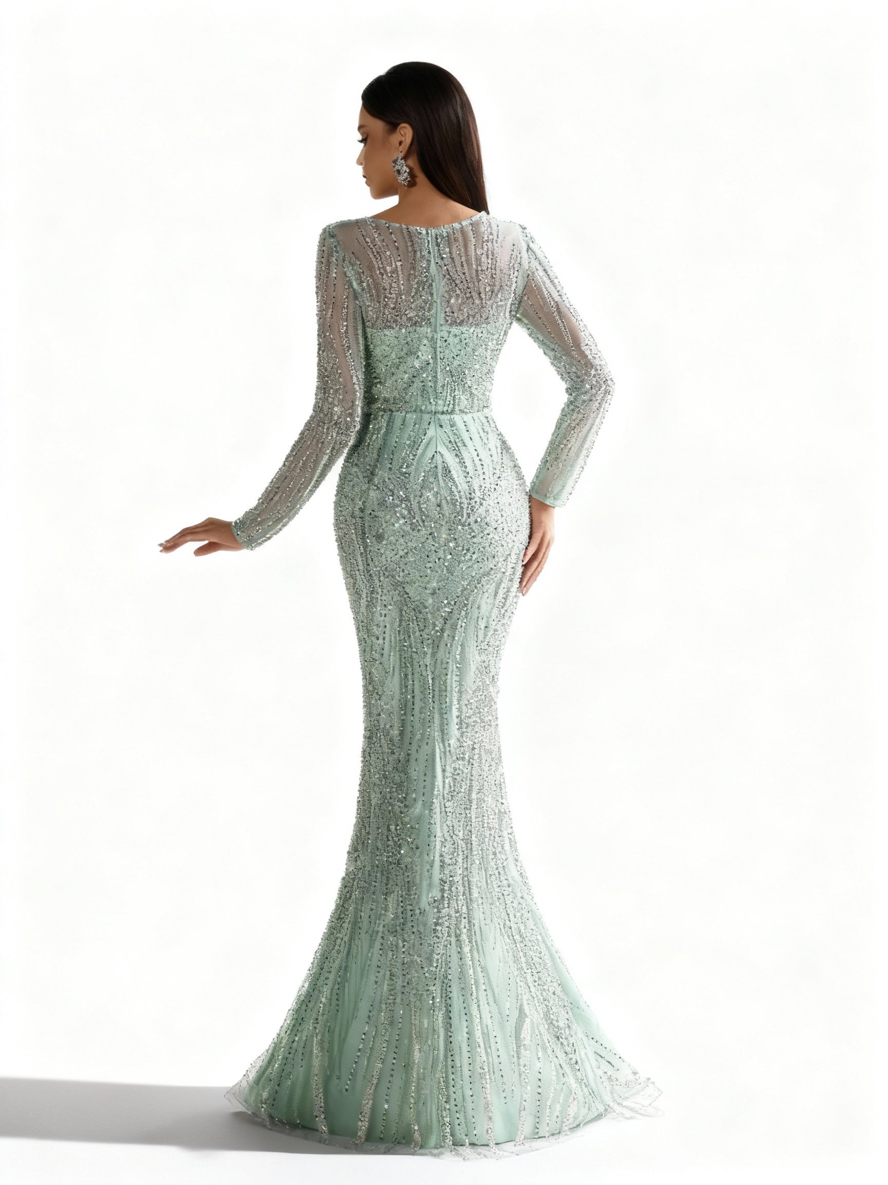 Stalluxe | Paillettenkleid mit Langen Ärmeln und Fischschwanz