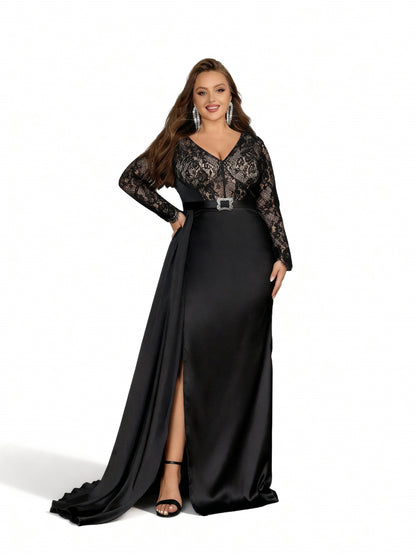 Stalluxe | Spitzen-Abendkleid mit langen Ärmeln für elegante Anlässe