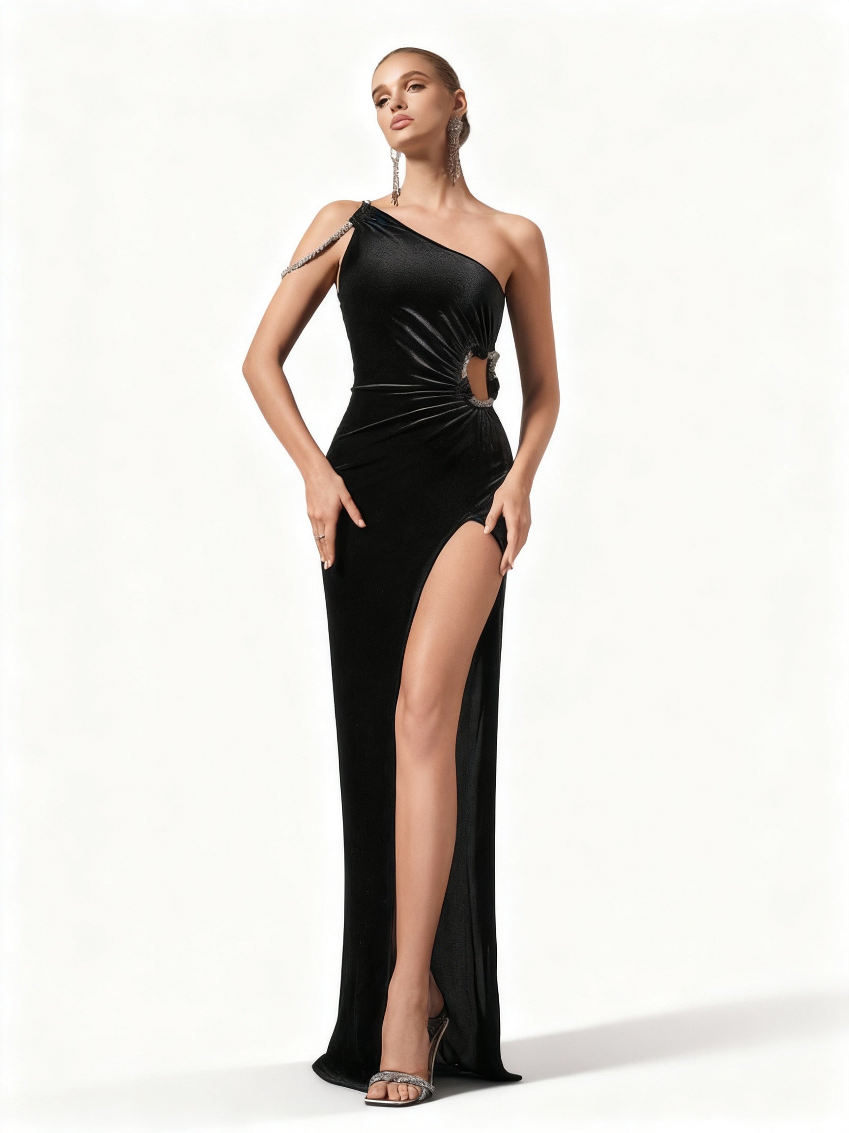 Stalluxe | Schwarzes Abendkleid mit Einem Schulterträger XL