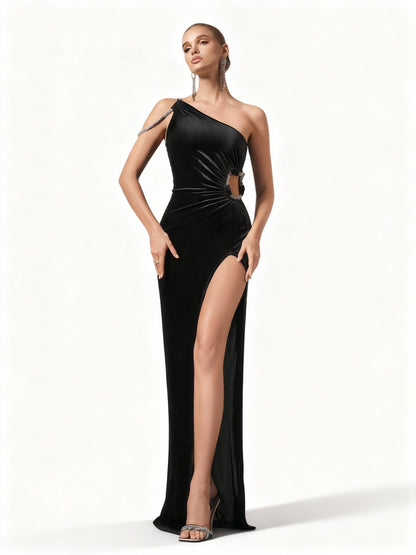 Stalluxe | Schwarzes Abendkleid mit Einem Schulterträger XL