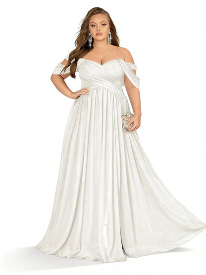 Stalluxe | Chiffon-Brautjungfernkleid in Großen Größen Weiß