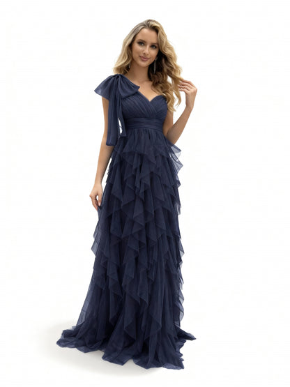 Stalluxe | Ärmelloses Kleid mit Asymmetrischem Ausschnitt Marineblau