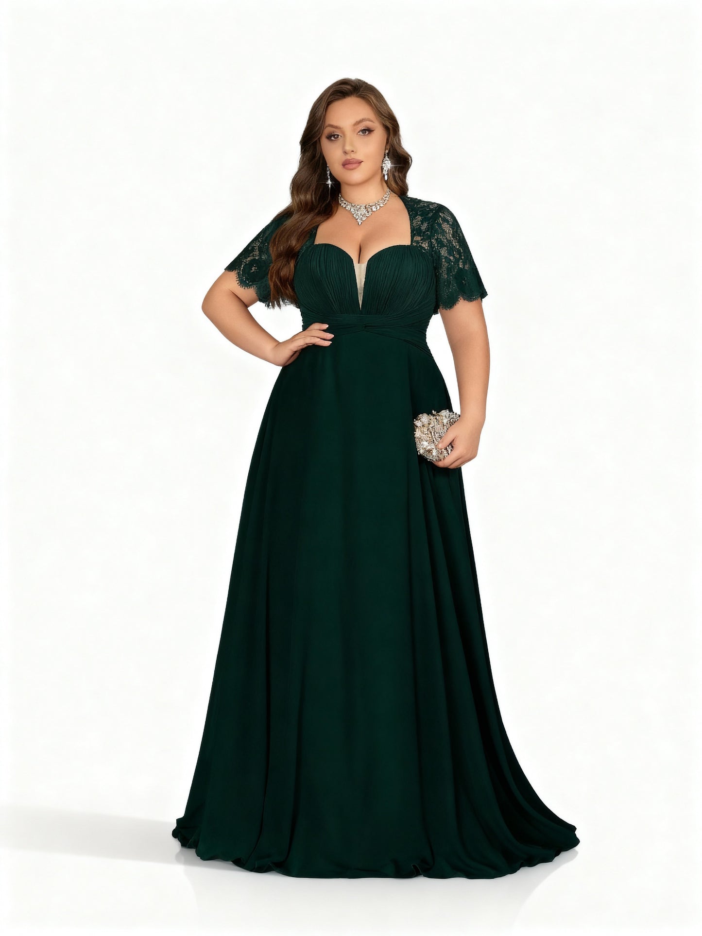 Stalluxe | Chiffonkleid in Großen Größen mit Spitzen-Details