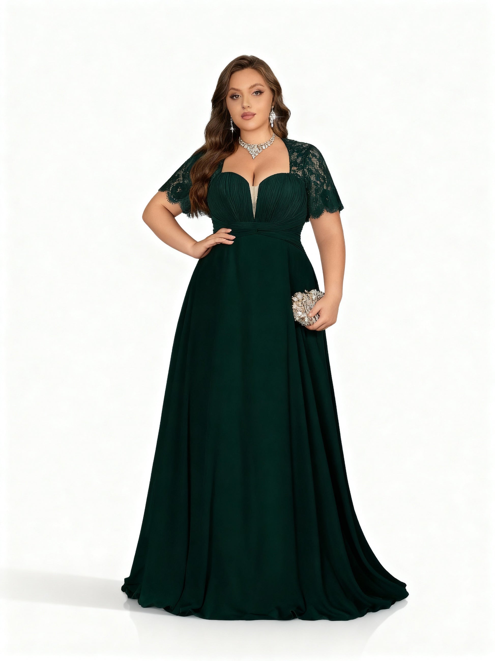 Stalluxe | Chiffonkleid in Großen Größen mit Spitzen-Details