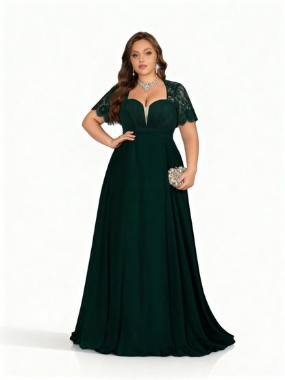 Stalluxe | Chiffonkleid in Großen Größen mit Spitzen-Details