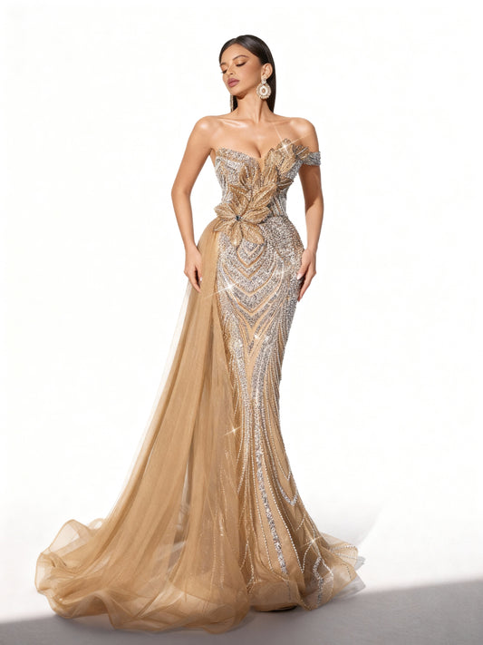 Stalluxe | Trägerloses Paillettenkleid im Meerjungfrauenstil L