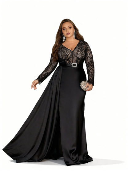 Stalluxe | Spitzen-Abendkleid mit langen Ärmeln für elegante Anlässe