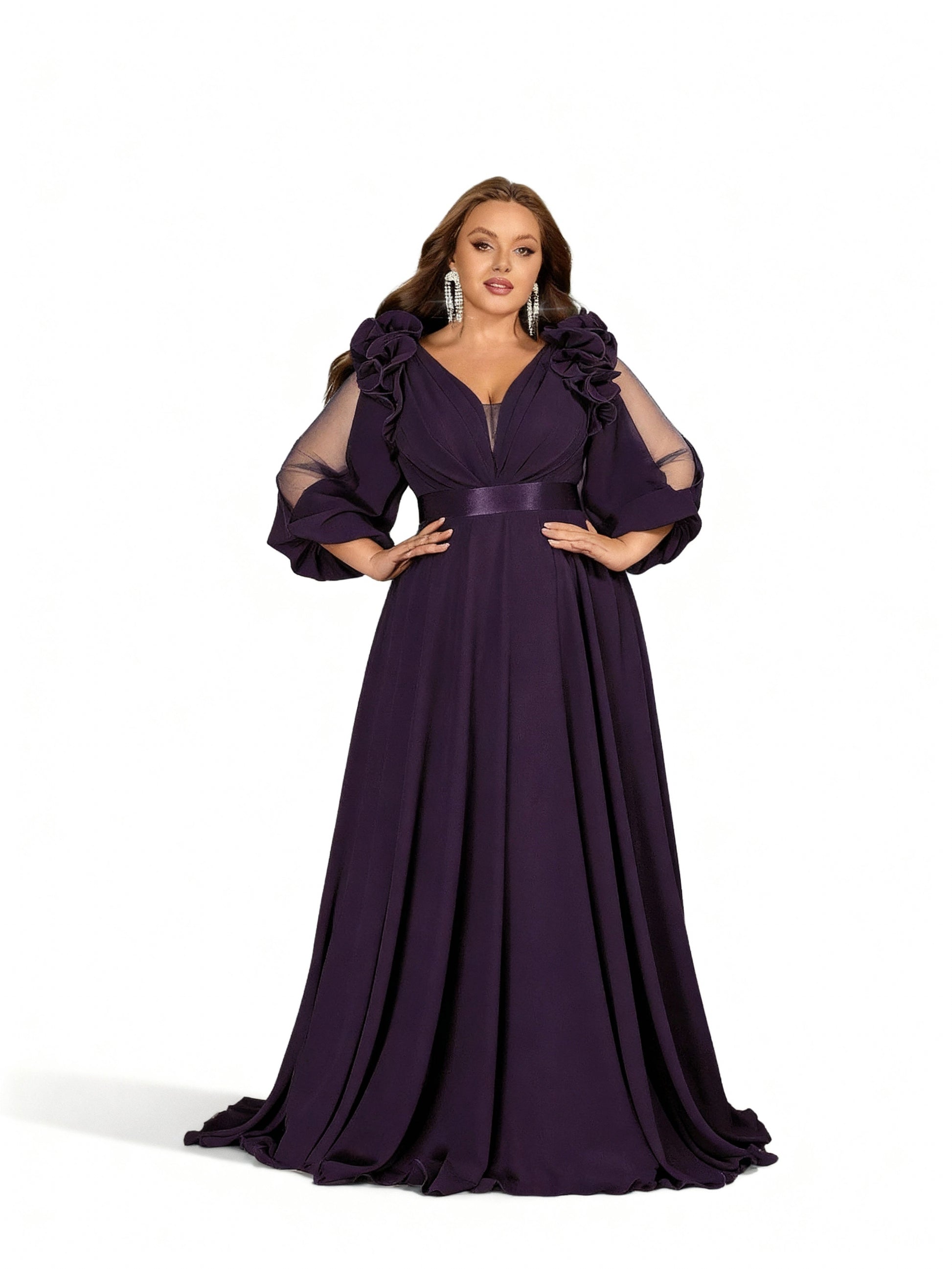 Stalluxe | Elegantes Chiffon-Maxikleid in Großen Größen 5xl