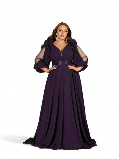 Stalluxe | Elegantes Chiffon-Maxikleid in Großen Größen 5xl