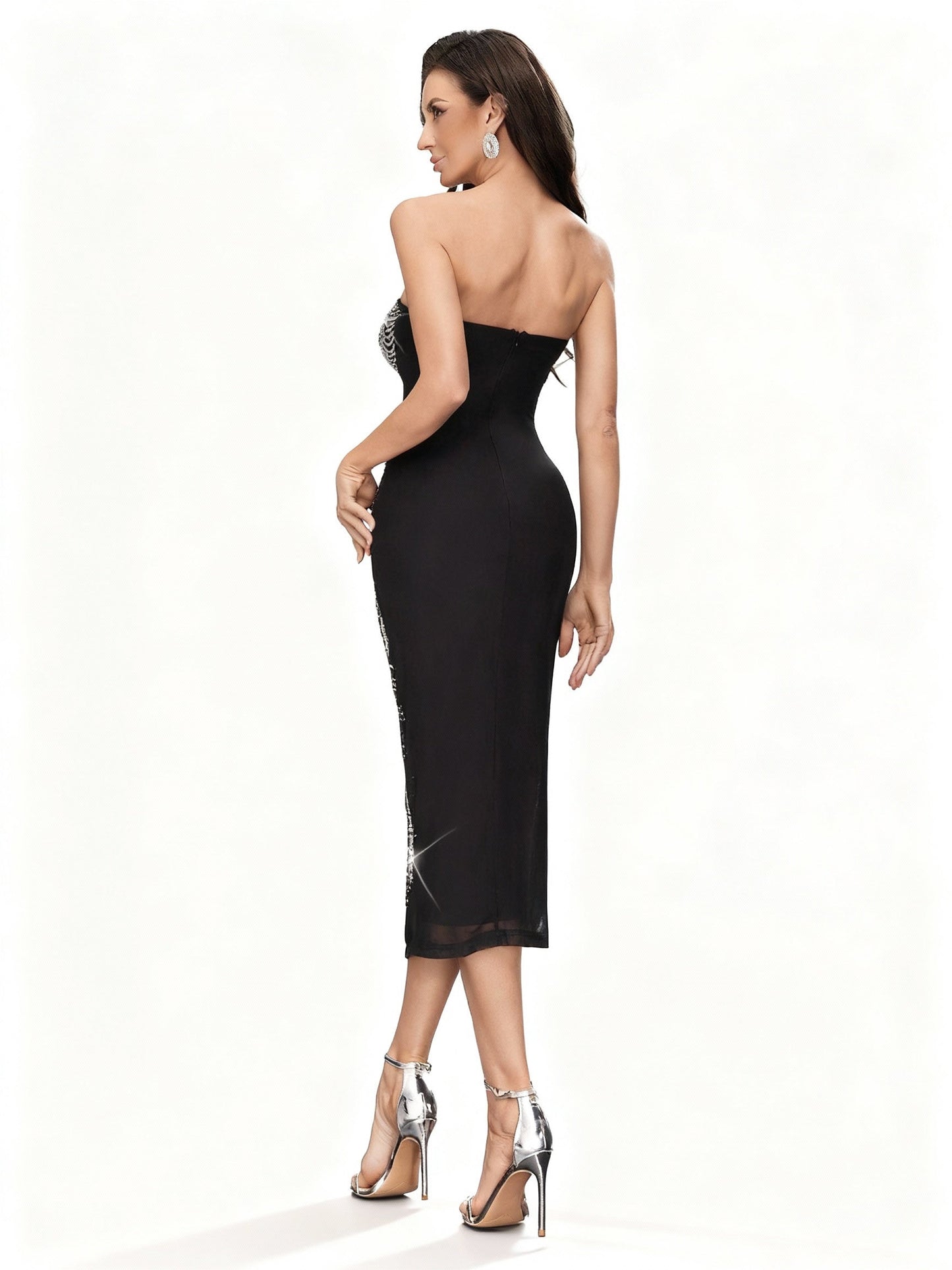 Stalluxe | Glamouröses Schwarzes Abendkleid mit Strassbesatz