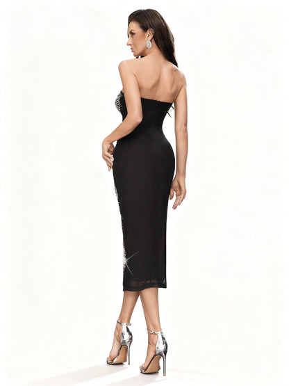 Stalluxe | Glamouröses Schwarzes Abendkleid mit Strassbesatz