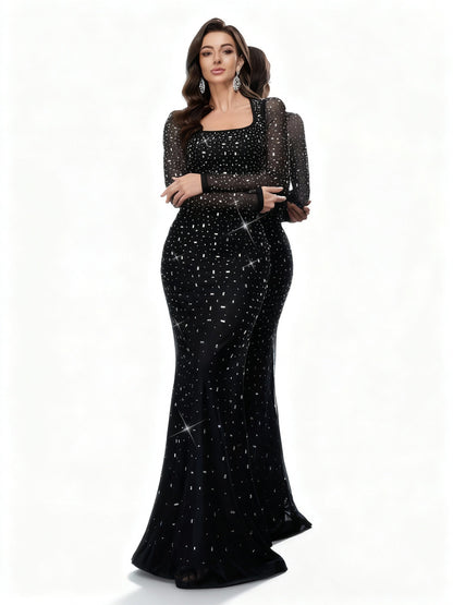 Stalluxe | Klassisches Fishtail Abendkleid mit Strass für Feste XL