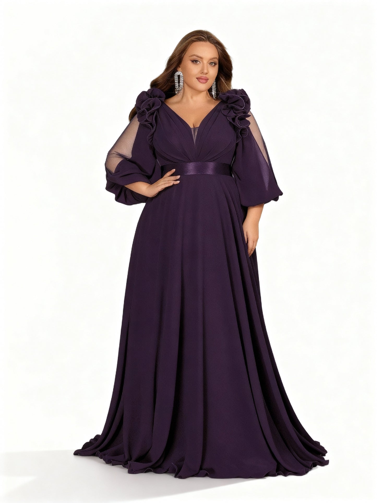 Stalluxe | Elegantes Chiffon-Maxikleid in Großen Größen