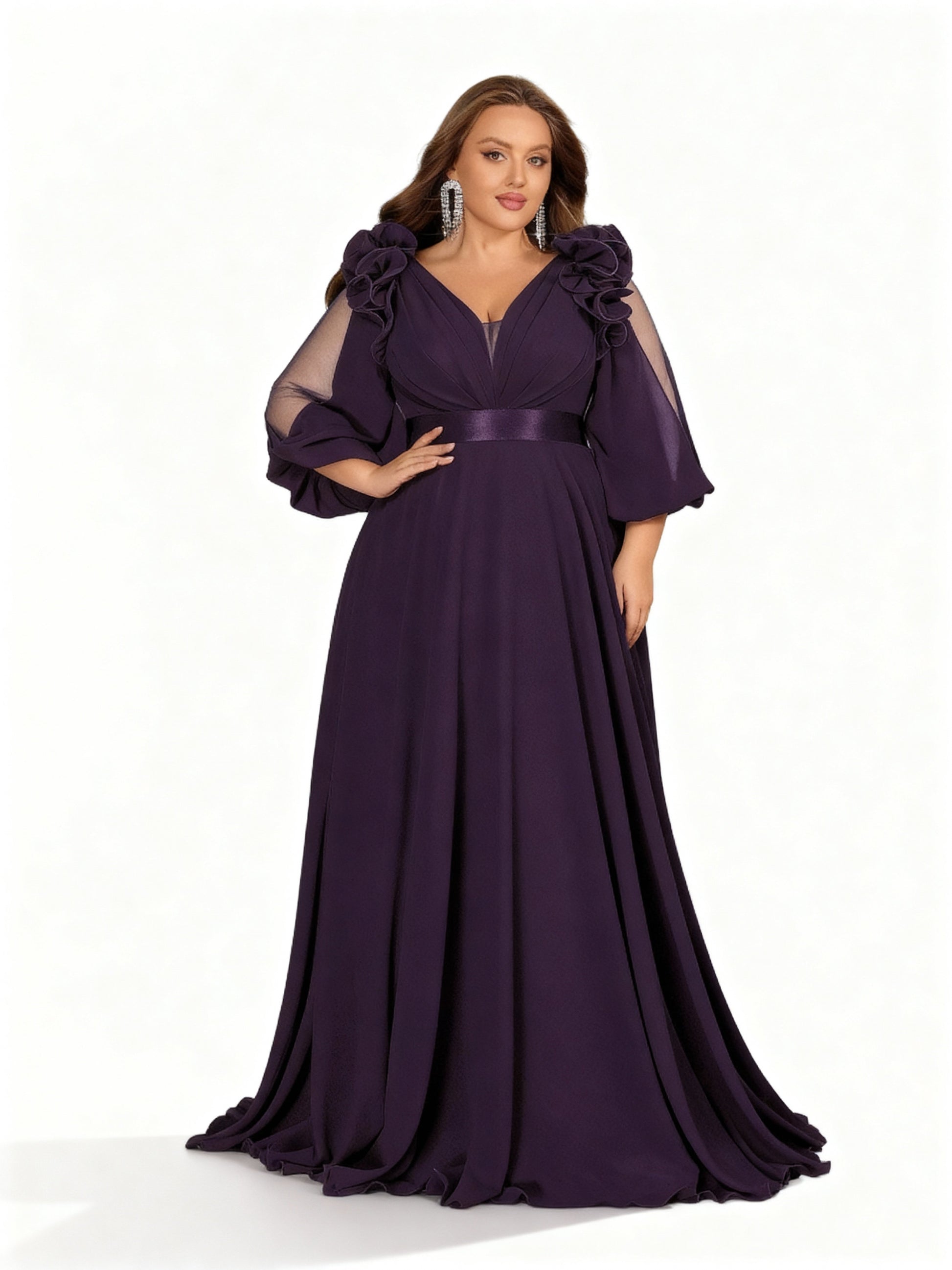 Stalluxe | Elegantes Chiffon-Maxikleid in Großen Größen