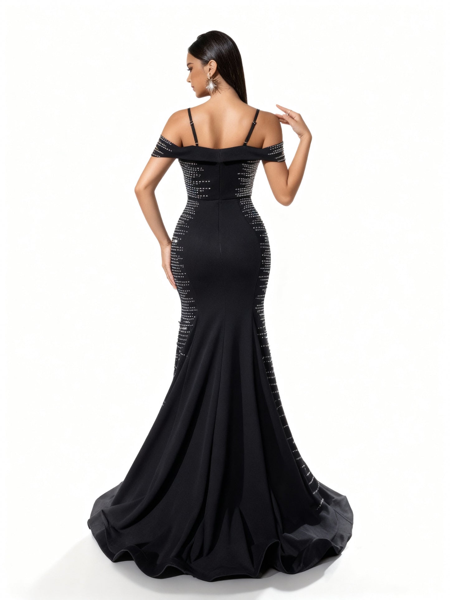 Stalluxe | Schwarzes Strasskleid mit Fischschwanz