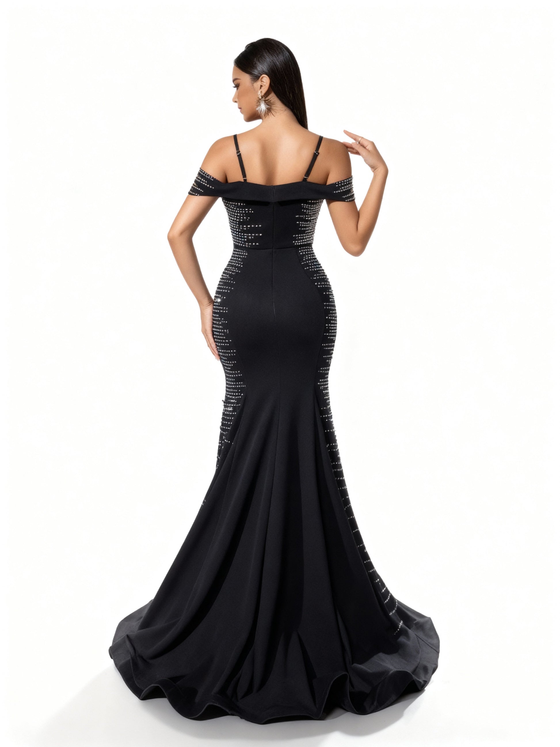 Stalluxe | Schwarzes Strasskleid mit Fischschwanz