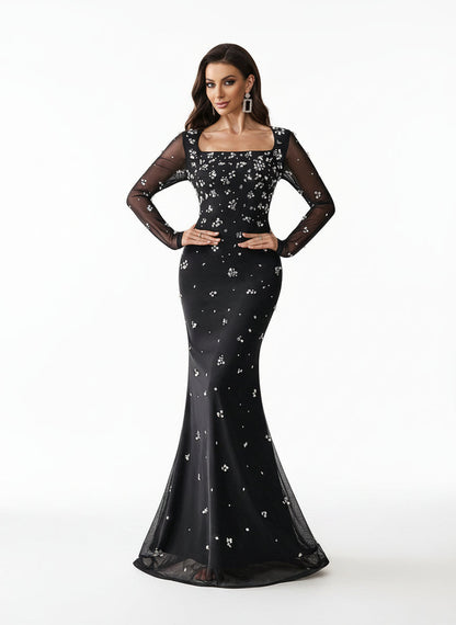 Stalluxe | Funkelnder Strass Mesh Langarm Overall