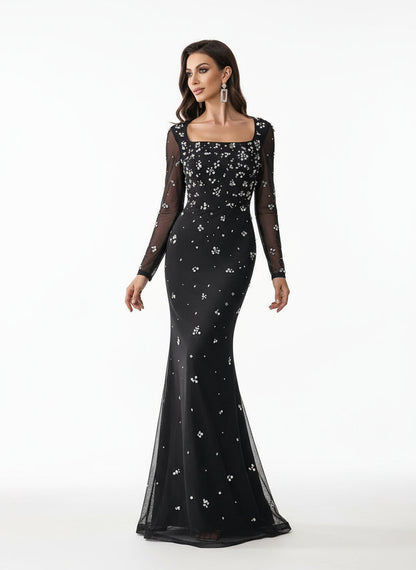 Stalluxe | Funkelnder Strass Mesh Langarm Overall