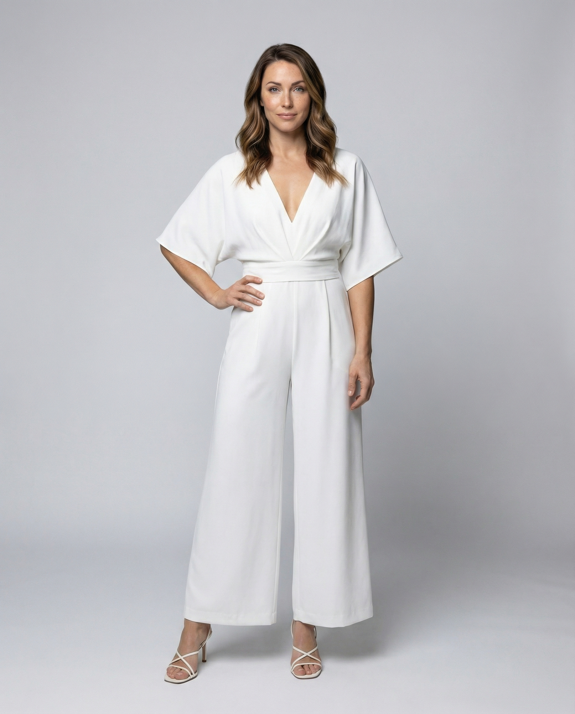 Stalluxe | Lässiger Weitbein Overall Damen Weiß