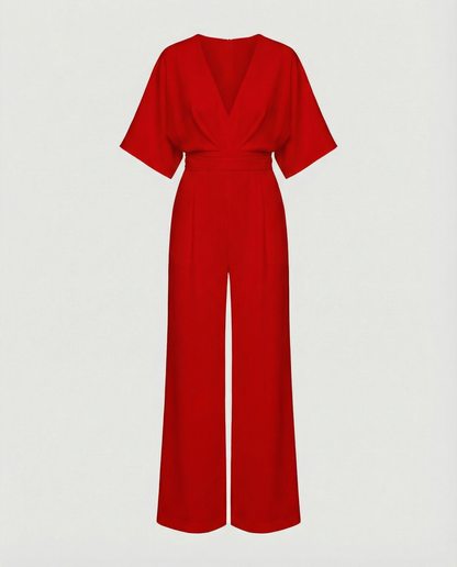 Stalluxe | Lässiger Weitbein Overall Damen Rot