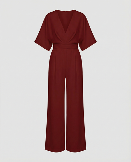 Stalluxe | Lässiger Weitbein Overall Damen Dunkelrot