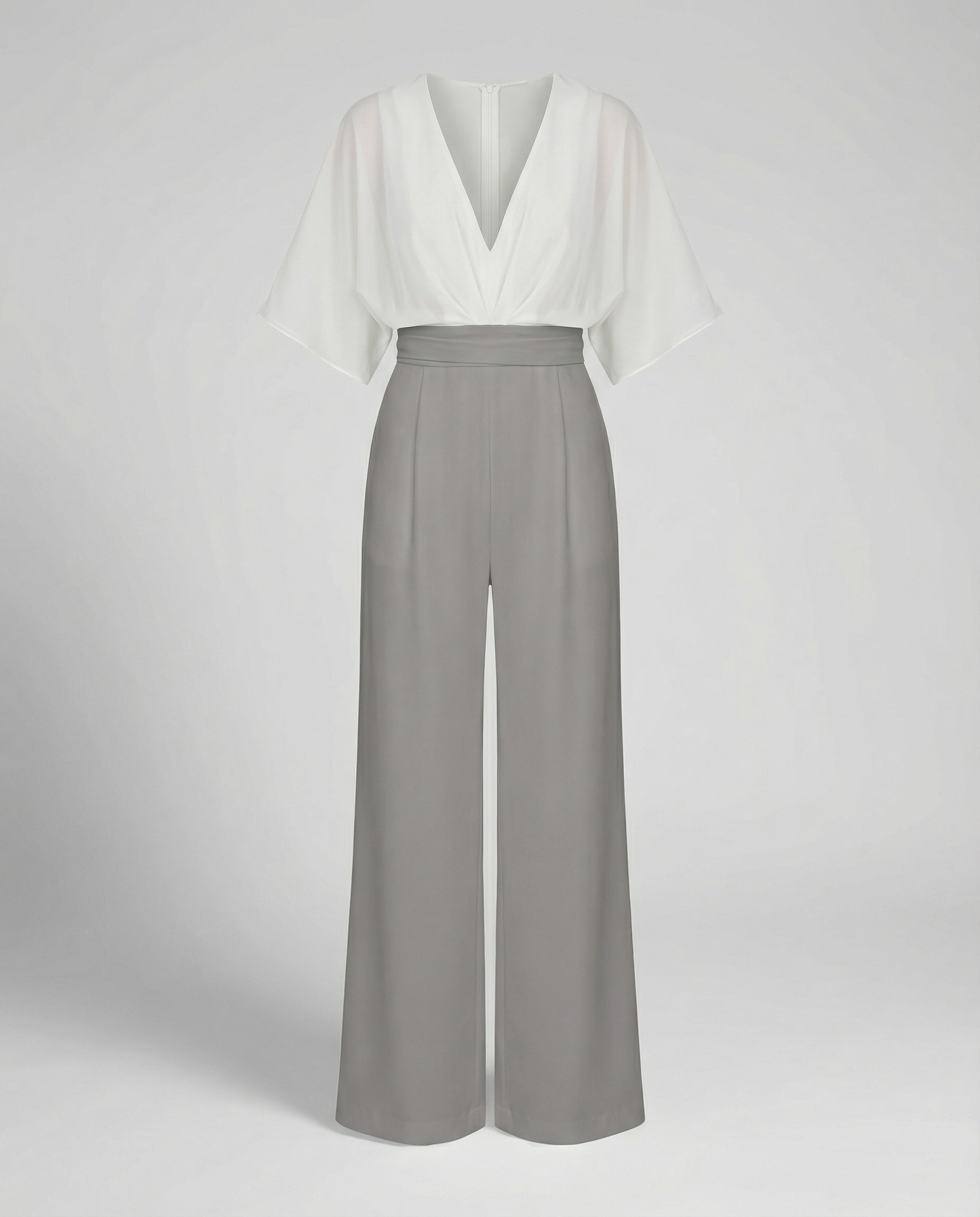 Stalluxe | Lässiger Weitbein Overall Damen Weiß Grau