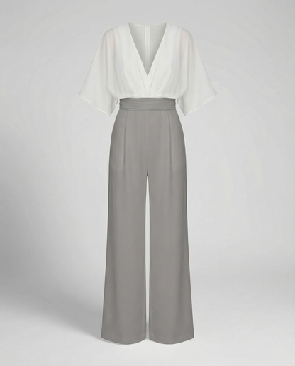 Stalluxe | Lässiger Weitbein Overall Damen Weiß Grau