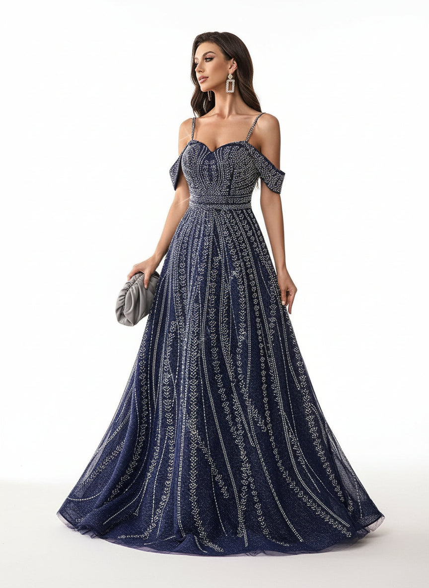 Stalluxe | Glamouröser Strass Abendkleid Elegant