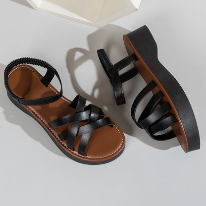 Damen modische Plateau-Sandalen mit verstellbaren Riemen Stalluxe