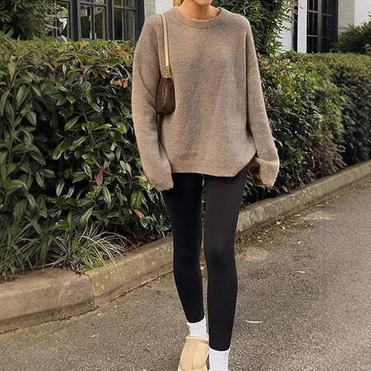 Damen Gemütlicher Strickpullover mit weitem Schnitt und Rundhalsausschnitt Stalluxe