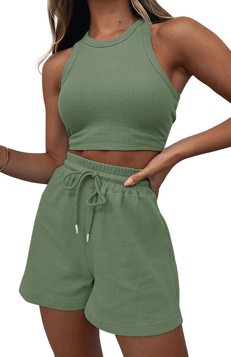 Damen sportliches Crop-Top und lässige Shorts Set Stalluxe