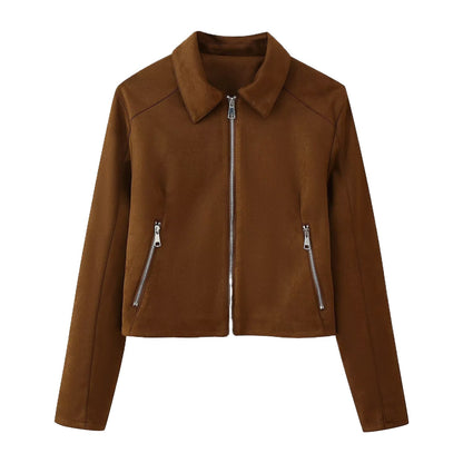 Damen trendige Bikerjacke mit zwei praktischen Reißverschlusstaschen und elegantem Kragen Stalluxe
