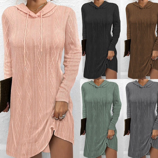 Women's Hooded Knit Sweater Dress Stalluxe