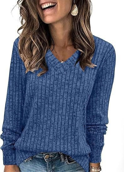 Damen Strickpullover mit V-Ausschnitt und strukturiertem Rippendesign Stalluxe