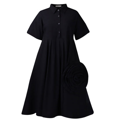 Damen A-Linien Kleid mit voluminösem Blumendetail Stalluxe