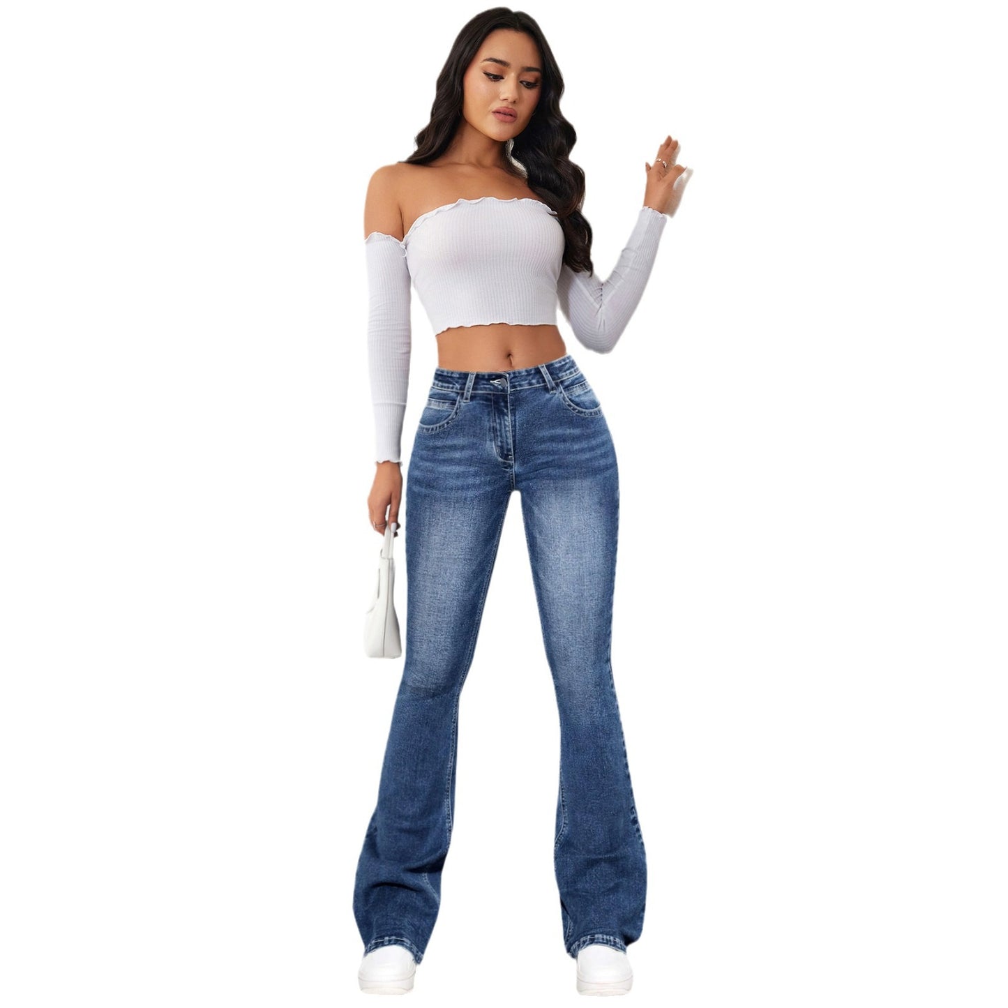 Damen Flared Jeans mit hohem Bund und weichem Denim Stalluxe