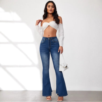 Damen Flared Jeans mit hohem Bund und eleganter Schnittführung Stalluxe