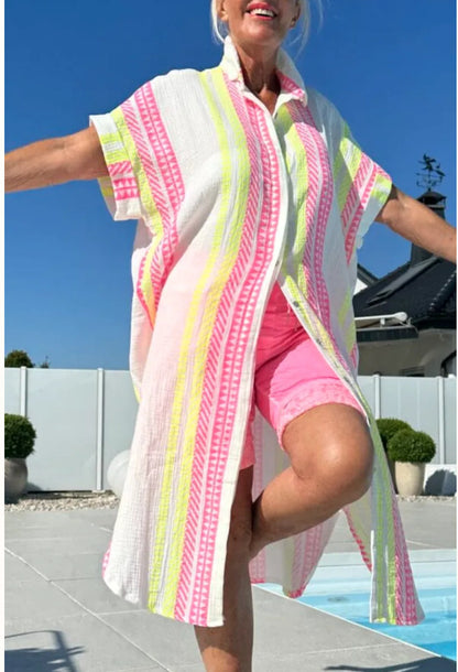 Women's Breezy Cotton Button-Up Cover-Up Dress Stalluxe