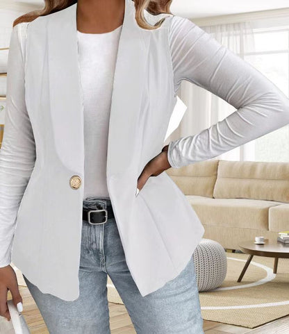 Damen Elegante Blazerjacke mit tailliertem Schnitt und dekorativem Knopf Stalluxe