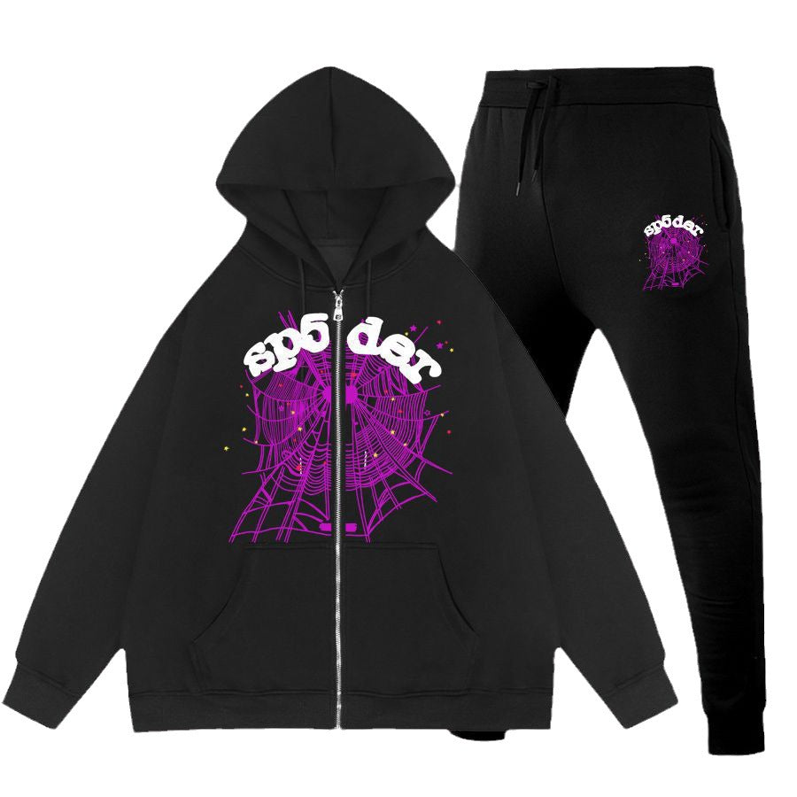 Damen Kapuzenjacke und Jogginghose Set mit auffälligem Webdesign Stalluxe