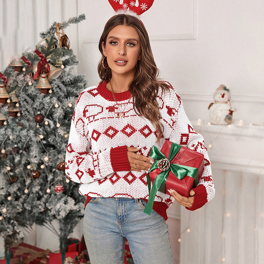 Damen Strickpullover mit festlichem Muster und Rundhalsausschnitt Stalluxe