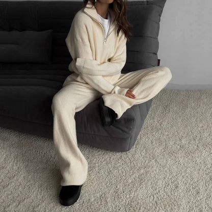 Damen lässiger Strickpullover mit Stehkragen und Reißverschluss Stalluxe