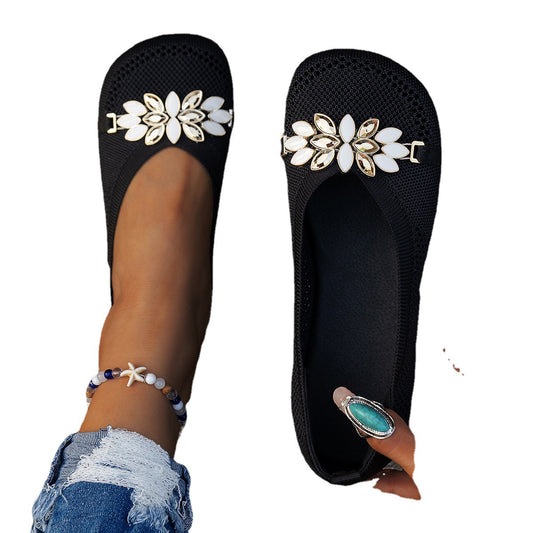 Damen Ballerinas mit eleganter Blumenapplikation und atmungsaktivem Obermaterial Stalluxe
