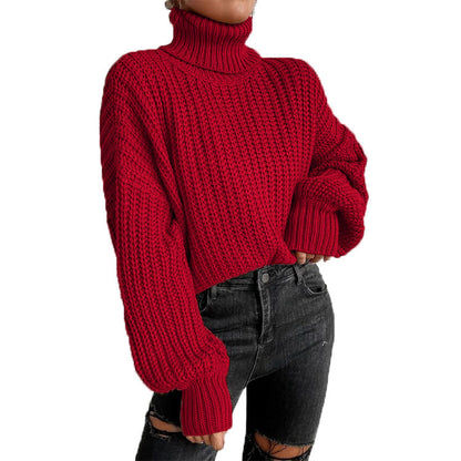 Damen Grobstrickpullover mit hohem Kragen und lässigem Schnitt Stalluxe